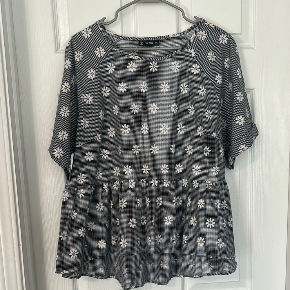 Shein Black Floral Women's Top